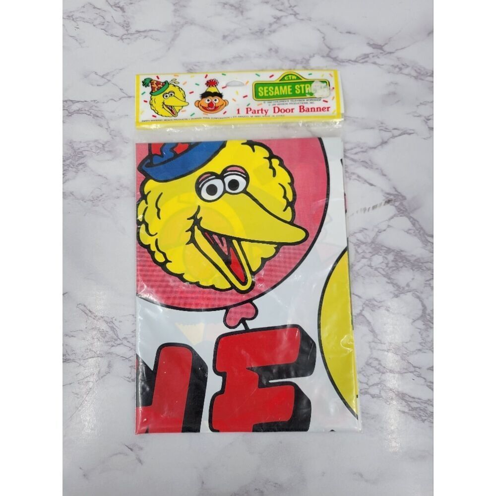 Sesame Street Big Bird Party Door Banner - Yellow/Red Birthday Party Vintage 90s